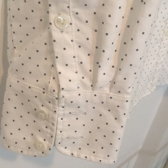J Crew button down white w tiny black dots - Picture 3 of 8